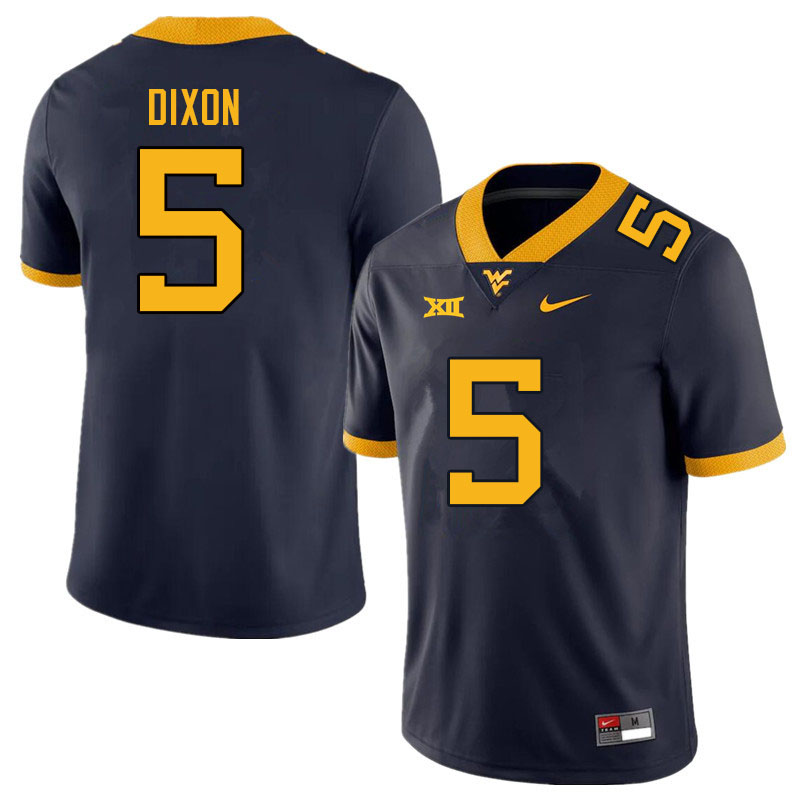 NCAA Men's Lance Dixon West Virginia Mountaineers Navy #5 Nike Stitched Football College Authentic Jersey GX23M64TH